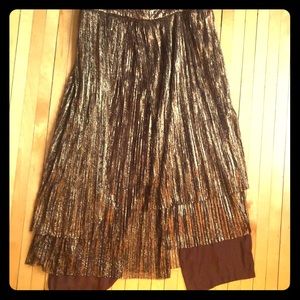 Culottes with sparkly copper skirt overlay